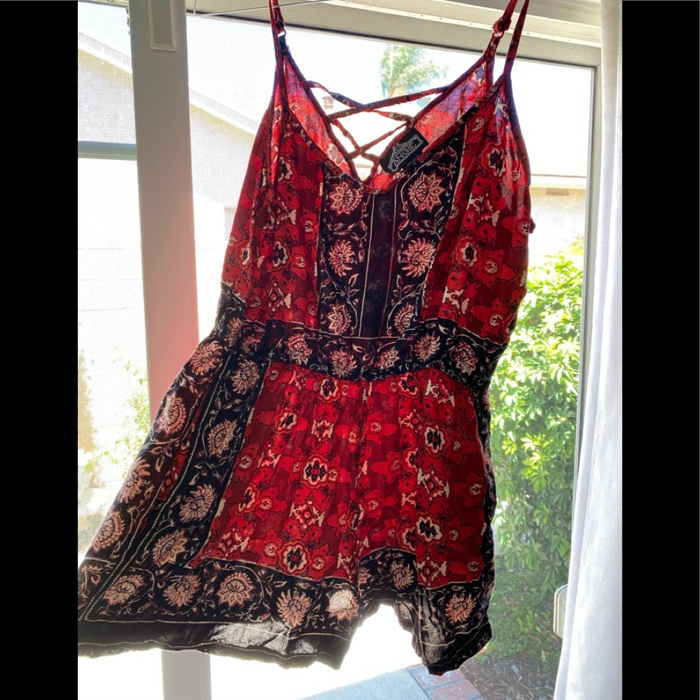 Red and black romper